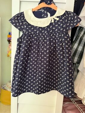 Janie and Jack Navy Dress with Ivory Peter Pan Collar